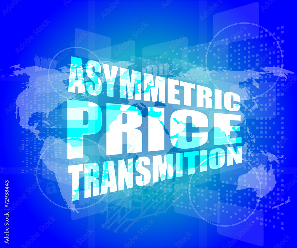 business concept, asymmetric price transmition digital screen