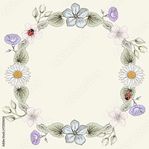 floral frame vintage engraving style