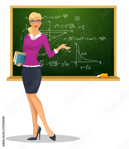 Female teacher with blackboard