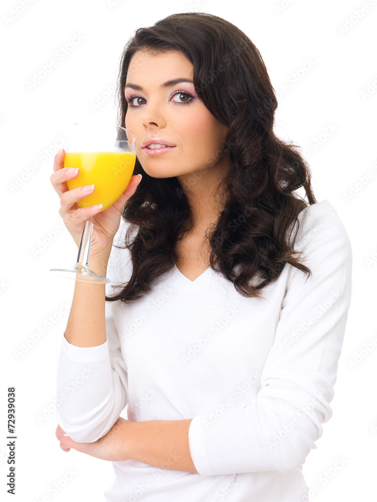 Healthy young woman sipping fresh orange juice Healthy young woman sipping fresh orange juice