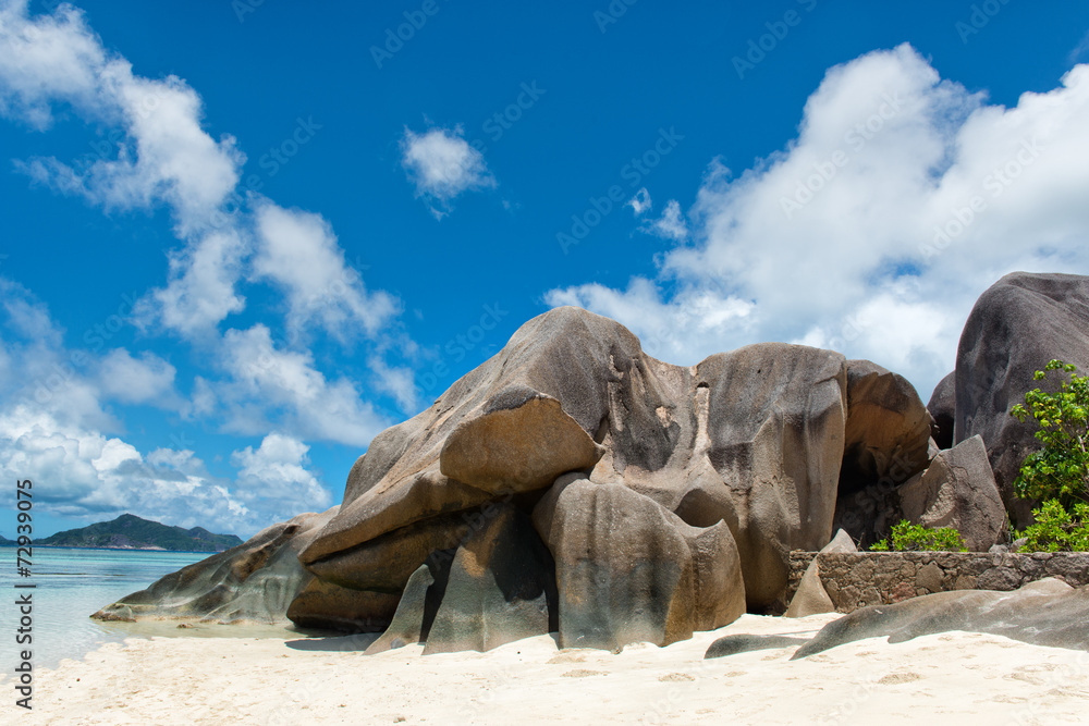 Big Granite Rocks at La Digue Island, Seychelles