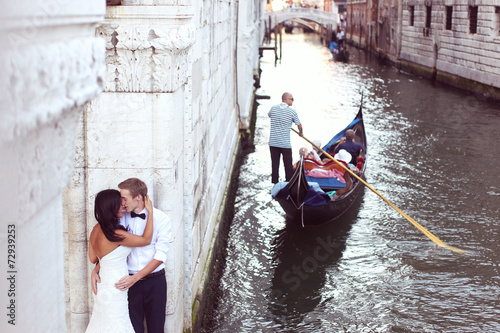 Beautiful wedding couple in Venice