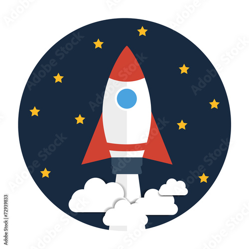 Rocket and star.  Rocket in space