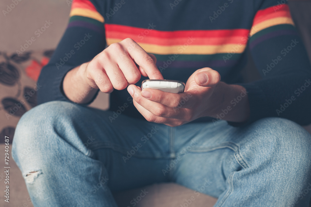 Young man using smart phone