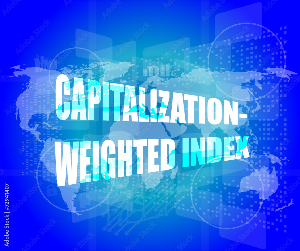 capitalization weighted index words on touch screen interface