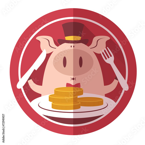 Pig and coins