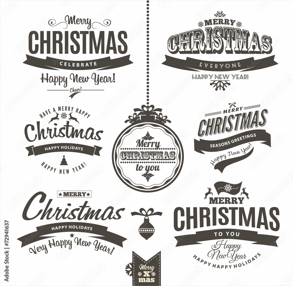 Christmas and happy new year lettering.Type composition.