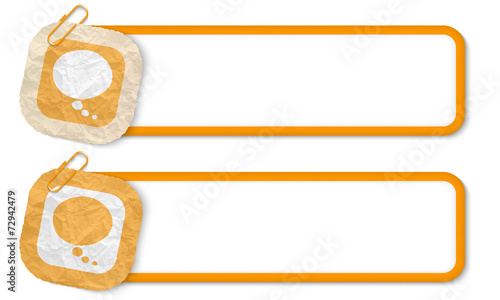 yellow frames with texture crumpled paper and speech bubble