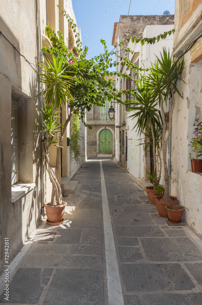 Obraz premium Flowers and Plants in the narrow streets of Rethymno