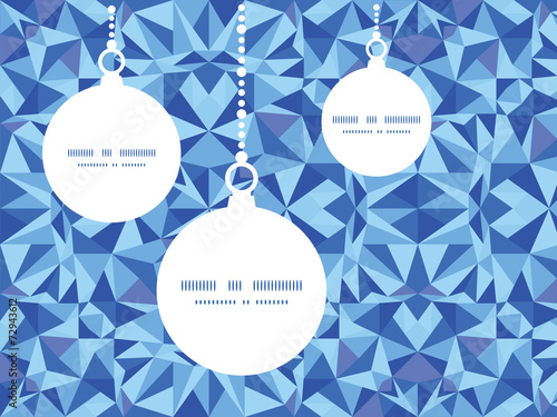 Vector blue triangle texture Christmas ornaments silhouettes