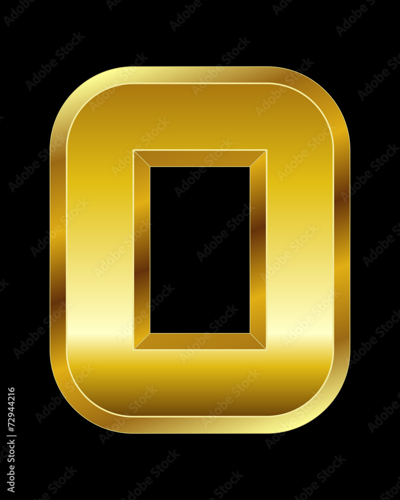 rectangular beveled golden font, letter O rectangular beveled golden font, letter O