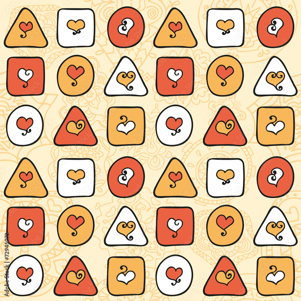 Geometric seamless pattern with hearts Geometric seamless pattern with hearts