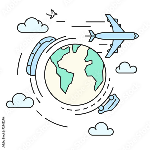 Travel around the earth, transport