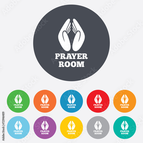 Prayer room sign icon. Religion priest symbol.