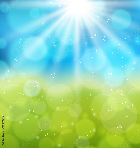 Sunny natural background with lens flare