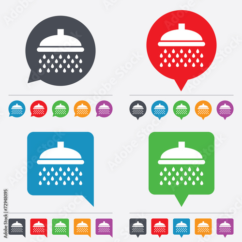 Shower sign icon. Douche with water drops symbol