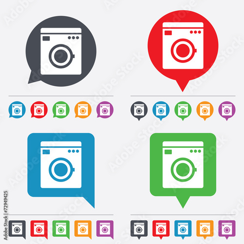 Washing machine icon. Home appliances symbol.