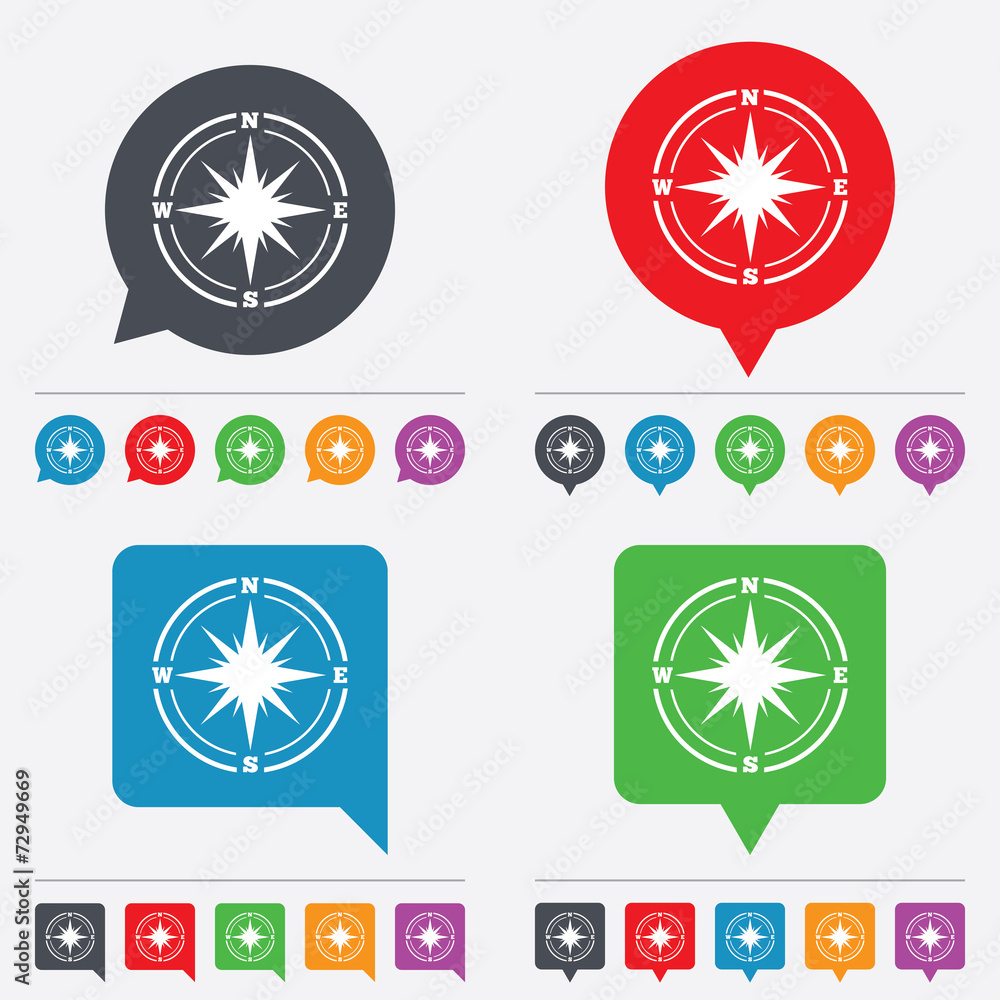 Compass sign icon. Windrose navigation symbol. Compass sign icon. Windrose navigation symbol.