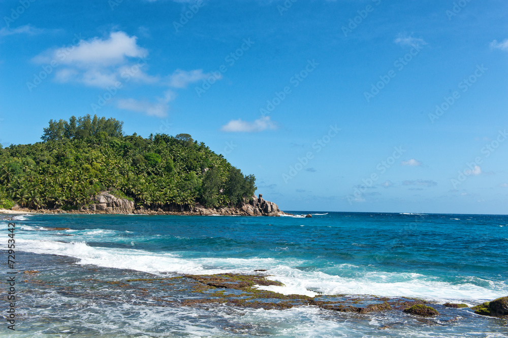 Tranquil beach at Police Bay, Mahe, Seychelles