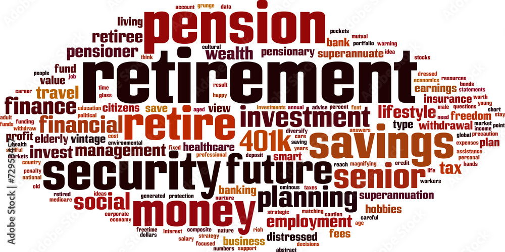 Retirement word cloud concept. Vector illustration Retirement word cloud concept. Vector illustration
