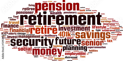 Retirement word cloud concept. Vector illustration