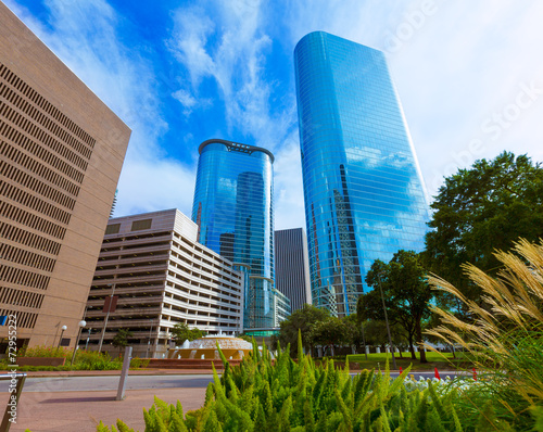 Houston downtown Smith St skyline Texas US