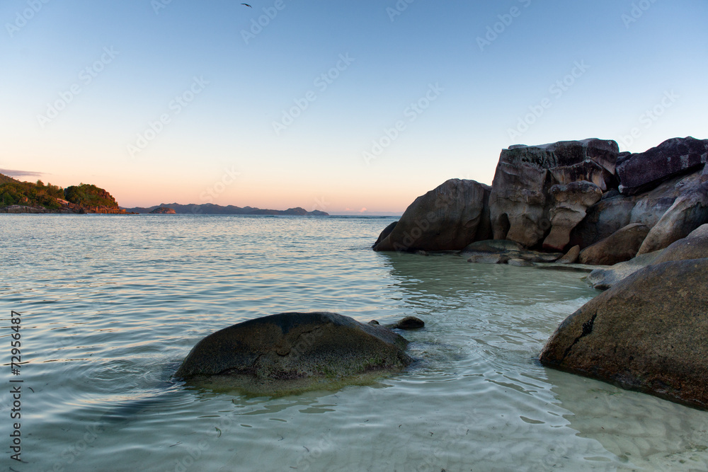 Large Beach Rock Formations at Seychelles Islands