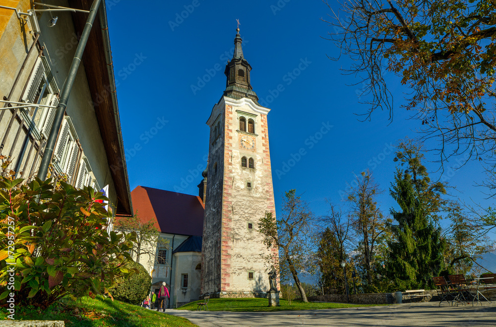 Bled island in autumn morning Bled island in autumn morning