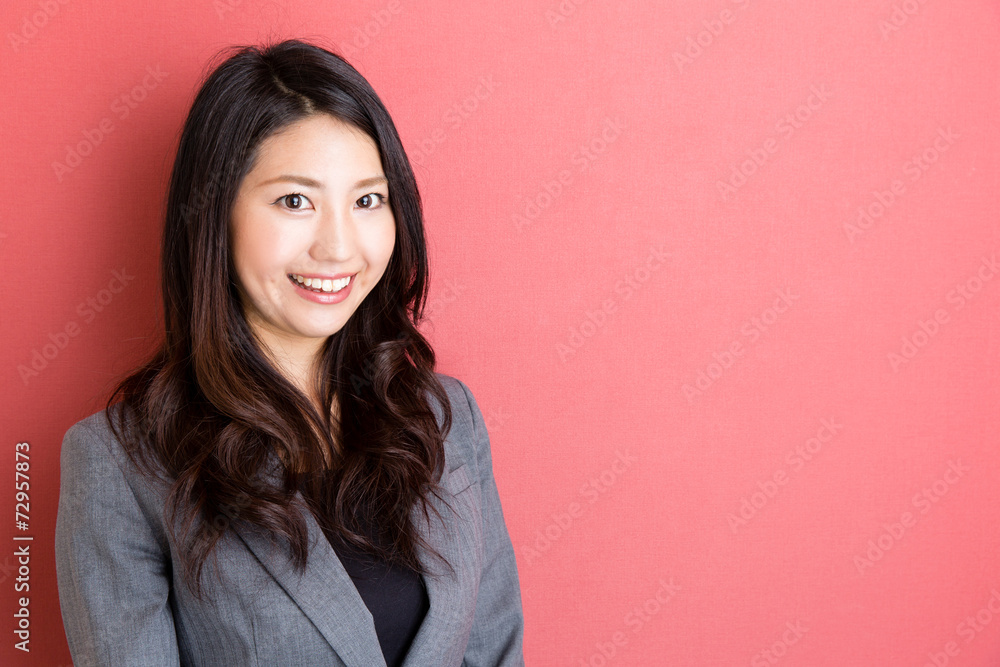 portrait of asian businesswoman on red background portrait of asian businesswoman on red background