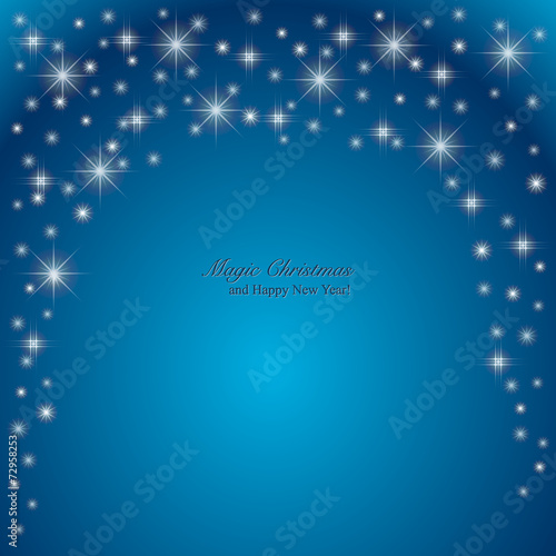 Magic Christmas background with snowflakes and place for text.