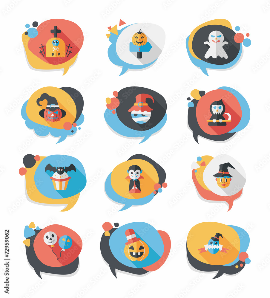 Halloween bubble speech banner design flat background set, eps10 Halloween bubble speech banner design flat background set, eps10