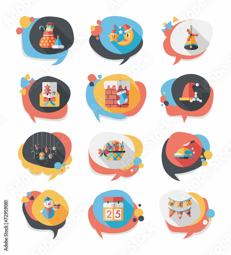 Christmas bubble speech banner design flat background set, eps10
