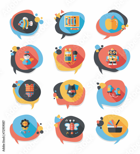 baby bubble speech banner design flat background set, eps10