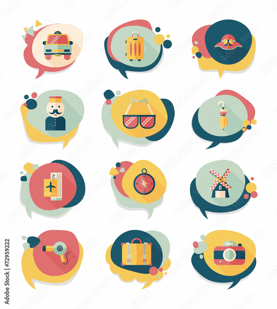 Travel bubble speech banner design flat background set, eps10 Travel bubble speech banner design flat background set, eps10