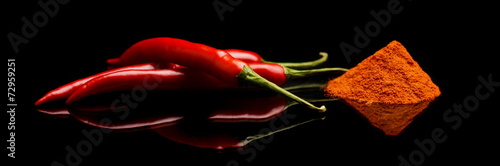 Studio shot chilli pepper, cayenne pepper isolated on black #72959251