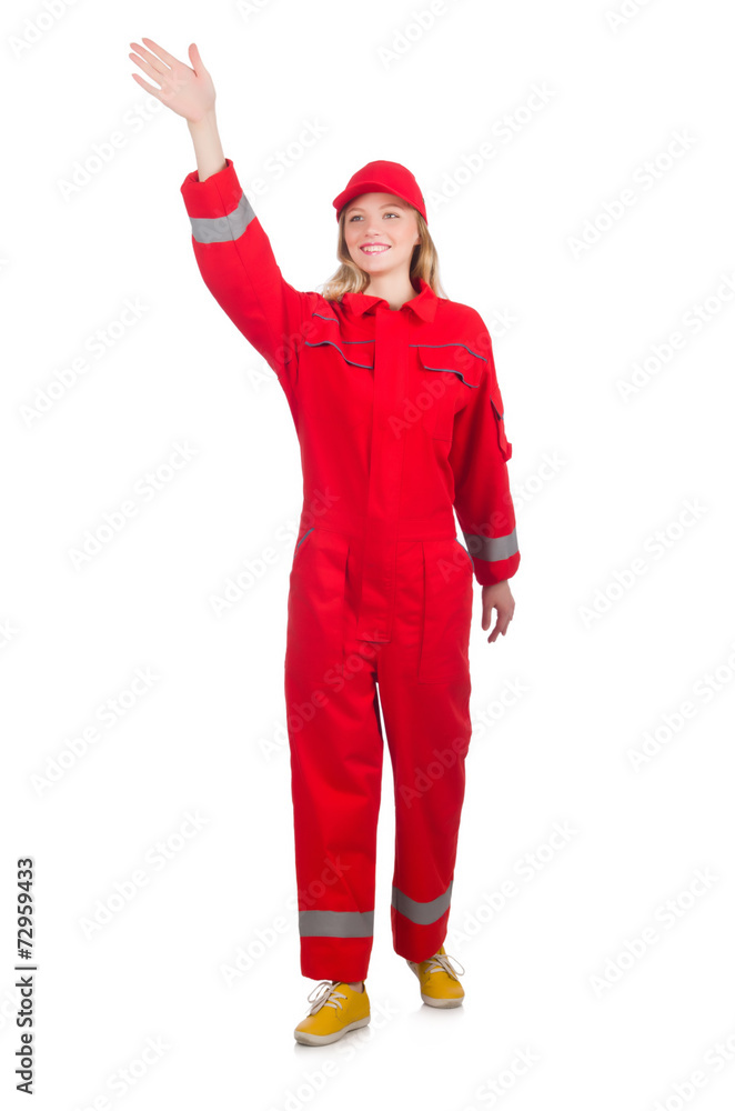 Woman in industrial concept isolated on white Woman in industrial concept isolated on white