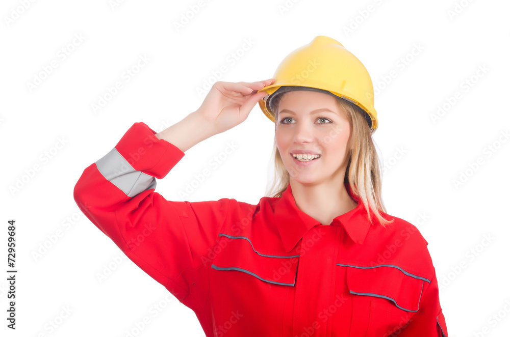 Woman in industrial concept isolated on white Woman in industrial concept isolated on white
