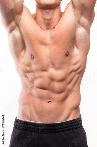 Muscular man body with six pack
