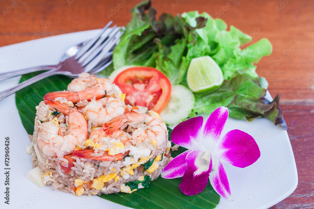 Fried rice with salted egg and shrimp Fried rice with salted egg and shrimp