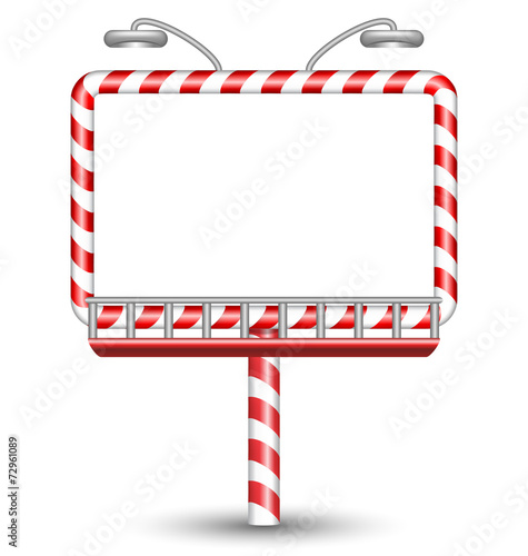 blank candy cane billboard isolated on white background