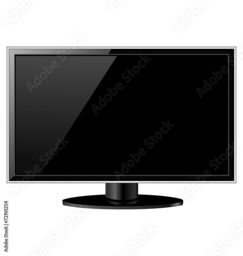 Black glossy LCD TV isolated on white