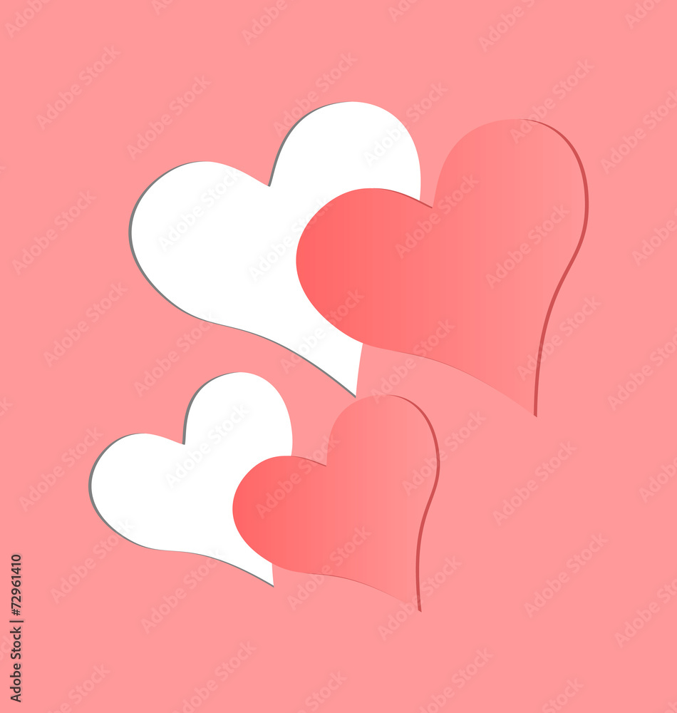 Two hearts cutted in pink paper Two hearts cutted in pink paper