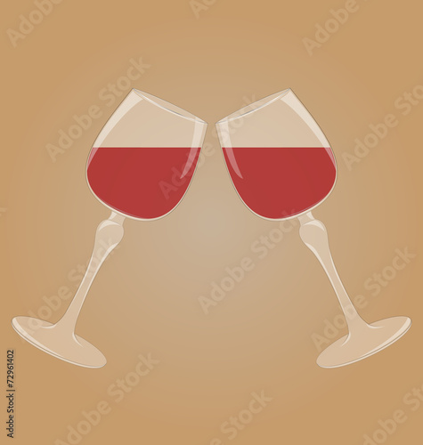 Two glasses with red wine mirrored