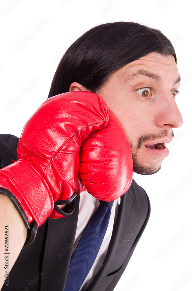 Businessman boxer isolated on the white Businessman boxer isolated on the white