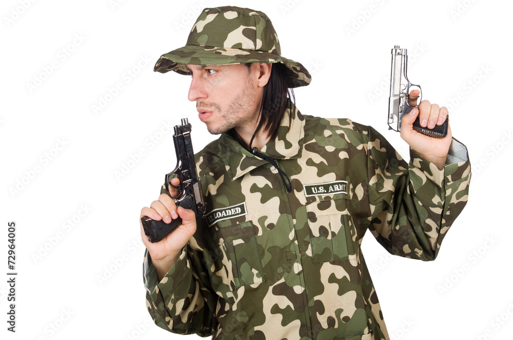 Funny soldier in military concept Funny soldier in military concept