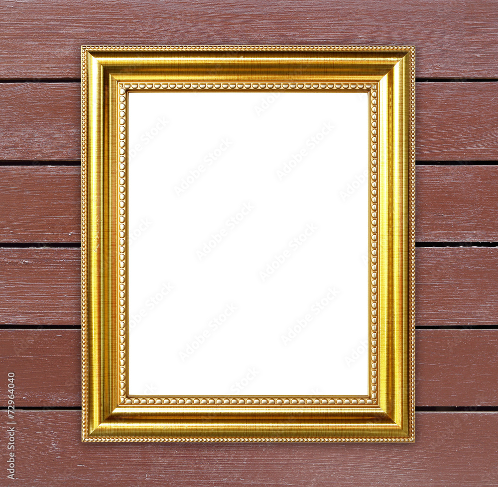 Fototapeta premium golden frame on wood wall background