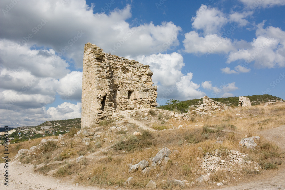 Ruins of the old fortress of Kalamita. Inkerman. Crimea,