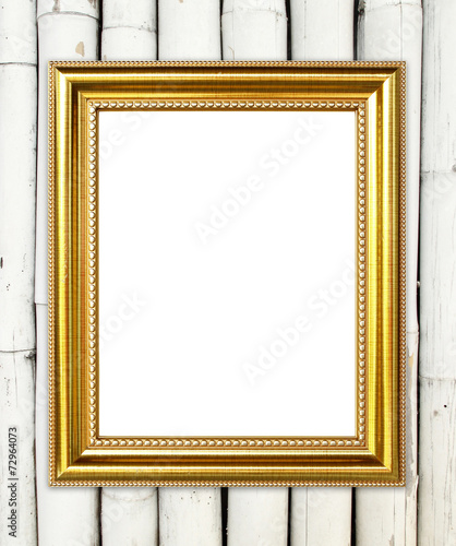 Wallpaper Mural golden frame on bamboo wall background Torontodigital.ca
