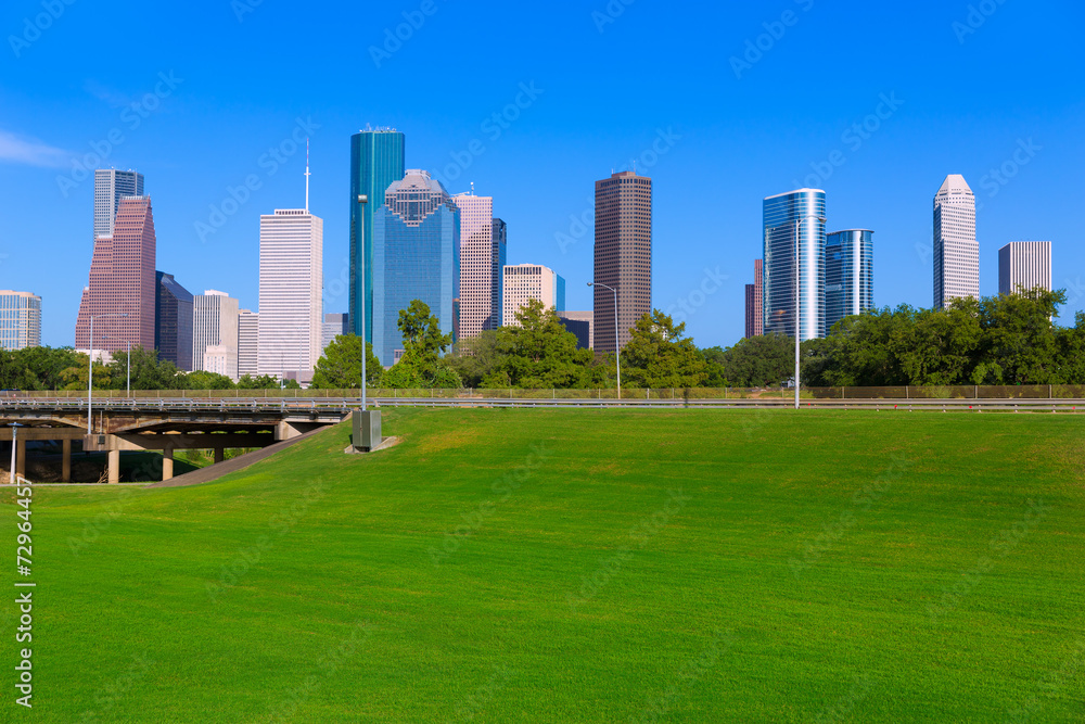 Fototapeta premium Houston skyline blue sky Memorial park Texas US