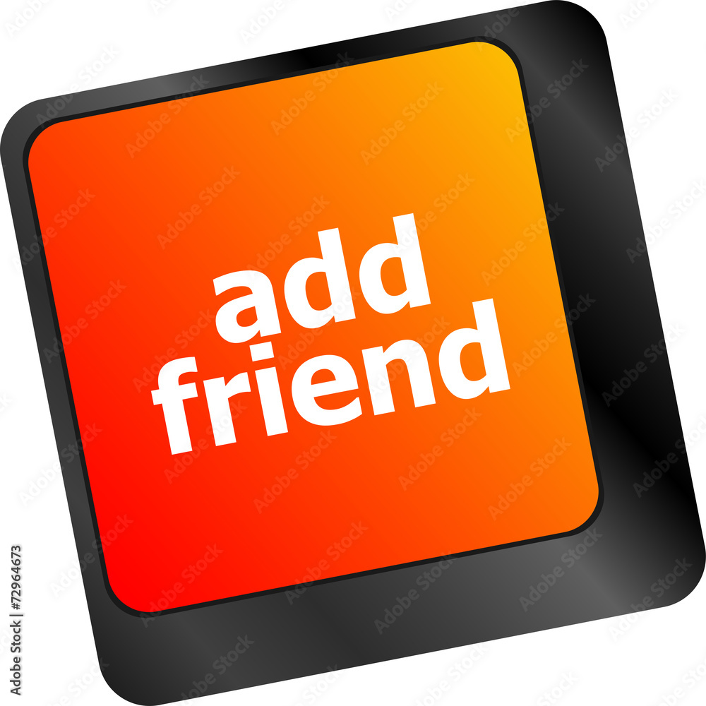 Keyboard with add friend button, social network concept Keyboard with add friend button, social network concept